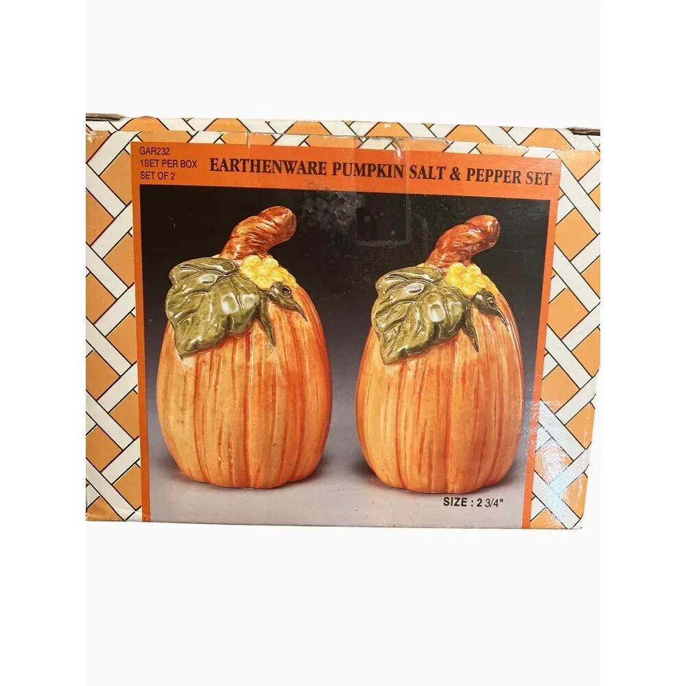 Earthenware Pumpkin Salt & Pepper Shaker Set Of 2 By Wangs International